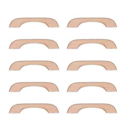 Yardwe 10PCS Wooden Cabinet Handles Solid Wooden Drawer Pull Furniture Cabinet Hardware for Kitchen Cupboard,Cabinet and Furniture Pulls (5 Inch Length)