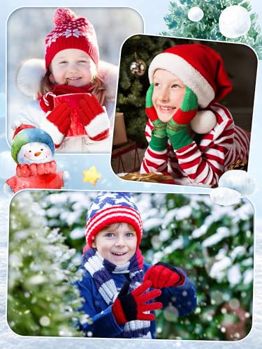 Image of EBOOT 3 Pairs Winter Kids Gloves Warm | Toddler Gloves for Boys Girls Outdoor, Full Finger Fluffy Soft Mittens for 1-11 Years Children, Multiple Colors