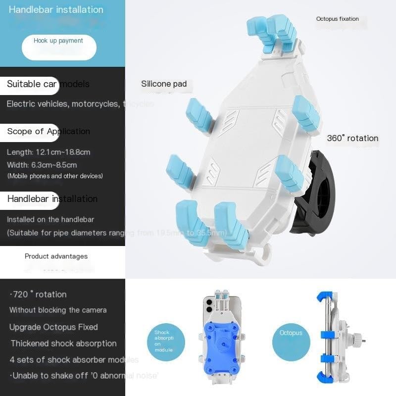 Bicycle Mobile Phone Holder Shock Absorption(Handlebar Black)