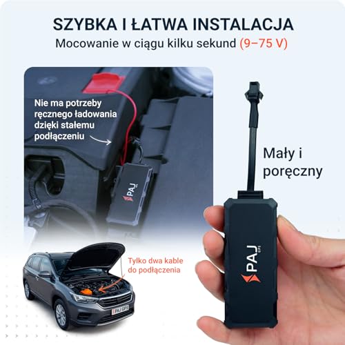 PAJ VEHICLE Finder 4G MINI, Lokalizator GPS do Motocykli i Pojazdów - Bezpośrednie Połączenie 9-75 V, Śledzenie na Żywo Przez Aplikację, Komunikaty Alarmowe