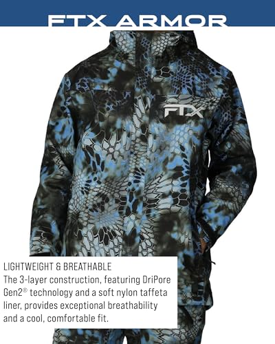 FROGG TOGGS Men's FTX Armor Premium Waterproof Rain, Fishing/Anglers Jacket, Kryptek Neptune, X-Large