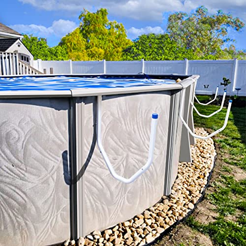 Solar Cover Holder 5-Piece Set | U-Shaped Hooks Keep Solar Cover/Blankets Off The Ground Strong & Stable Solar Cover Hooks with Bearing Up to 60 Lbs Fit for Steel-Wall Above-Ground Pools (White)