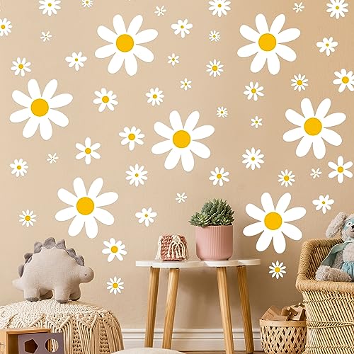 Image of TaoBary 165 Pieces 15 Sheet Large Daisy Wall Decals Flower Stickers Vinyl Peel and Stick Floral Decal Daisy Wall Decor for Nursery Playroom Bedroom Living Room(Cute)
