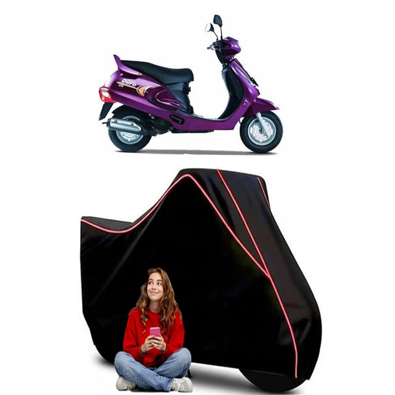 Image of Duro 125 DZ Scooty Bike Cover Water Resistant Outdoor Use Universal Fit Scooters Motorcycles Heavy Duty UV Protection Dust Rain Scratch Resistant Elastic Bottom Black Blue Piping