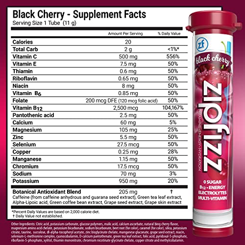 Zipfizz Energy Drink Mix, Electrolyte Hydration Powder With B12 And Multi Vitamin, Black Cherry (20 Pack) #TOP4