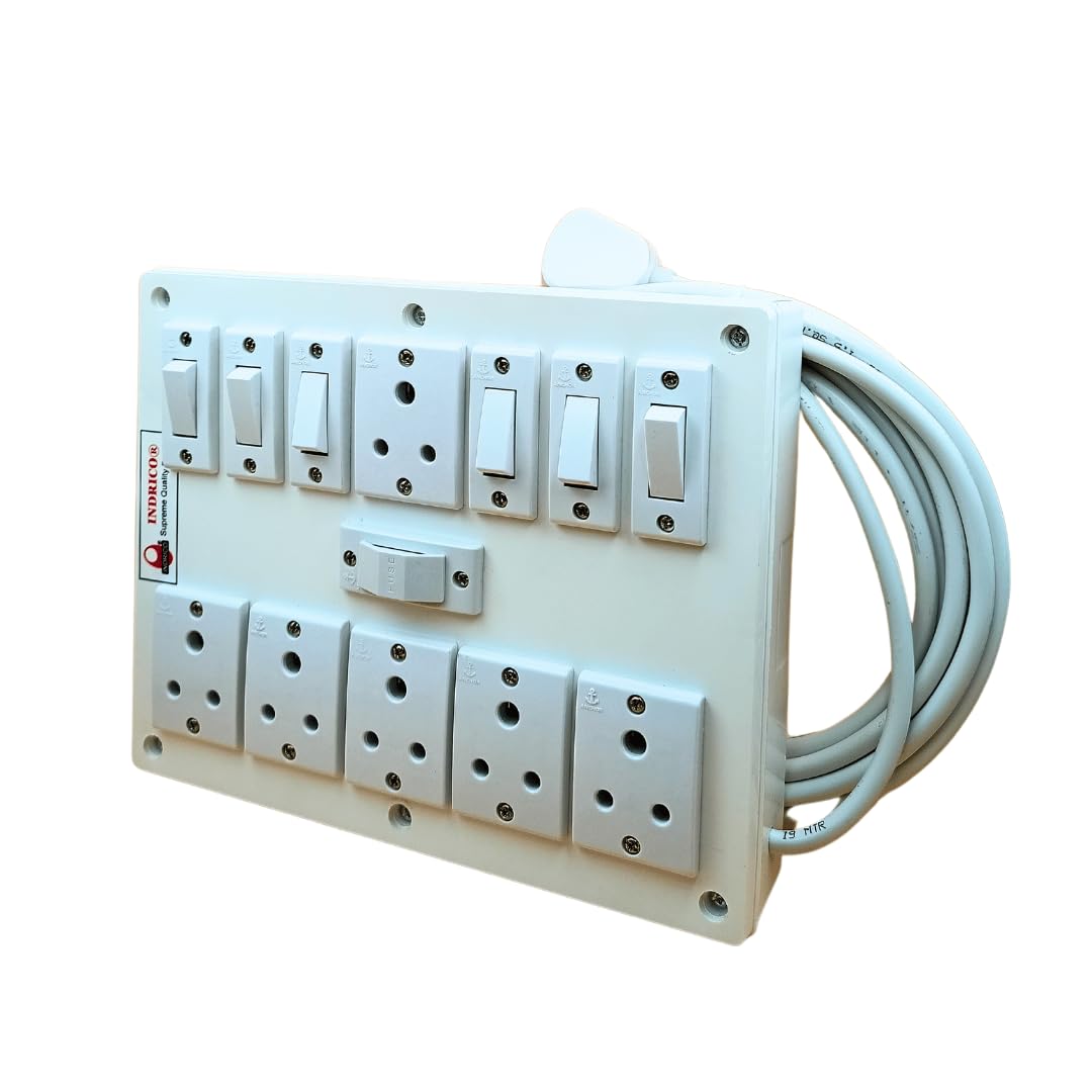 INDRICO® Extension Box 6 Sockets and 6 Switches, Fuse with Heavy Duty Cable White (5 Meter) — Amazon image 4