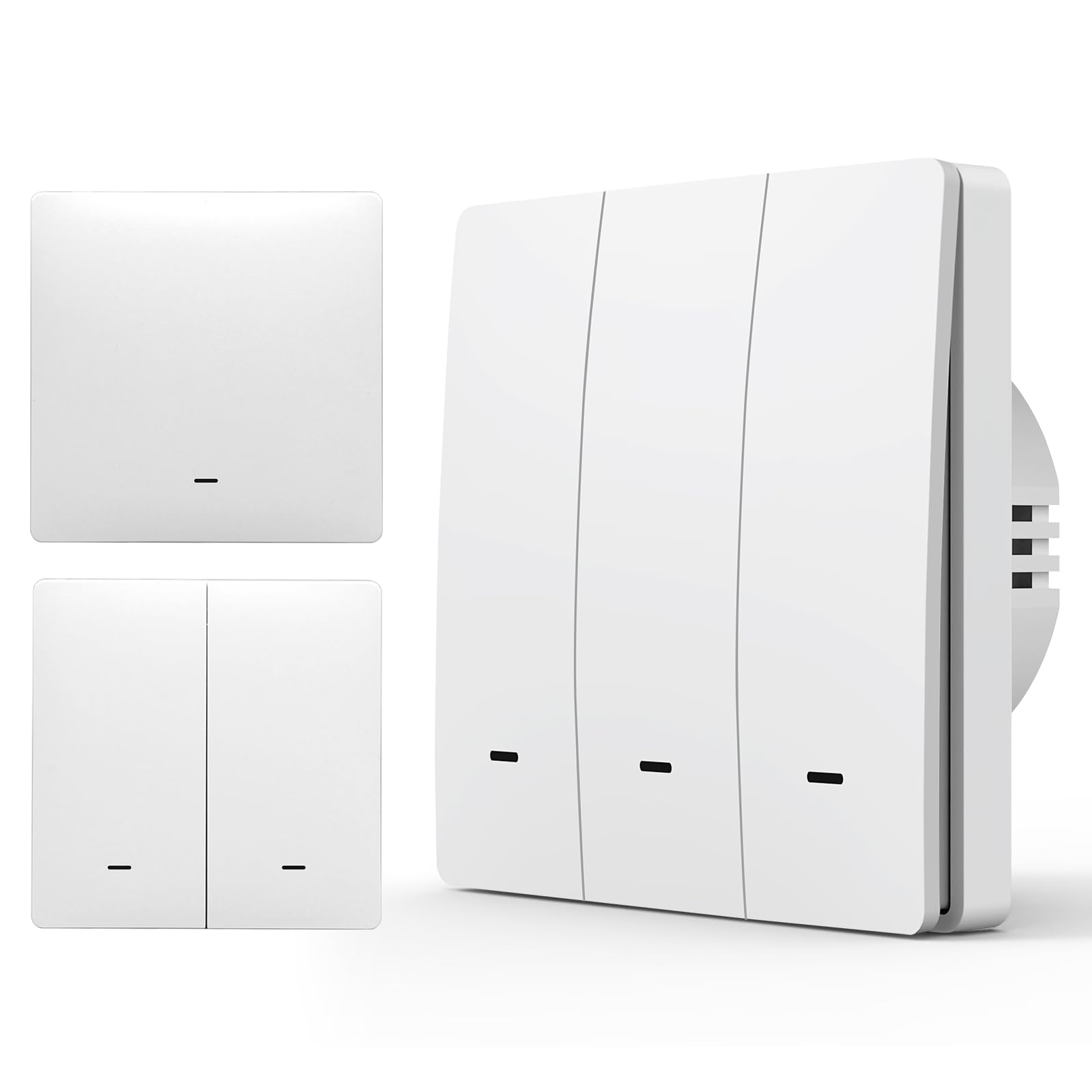 Interruptor Inteligente Alexa, 86mm Interruptores de luz de pared, APP Control/Voice Control/Timer/Remote Access, Interruptor Pared WiFi, Tuya/Smart Life, Conductor Neutro Necesario - 3 Gang