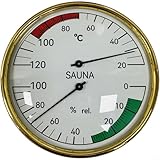 Analoges Sauna Thermo-Hygrometer, hitzebeständiges ABS bis 100°C, großes Zifferblatt, Saunazubehör zur Messung von Temperatur und Luftfeuchtigkeit