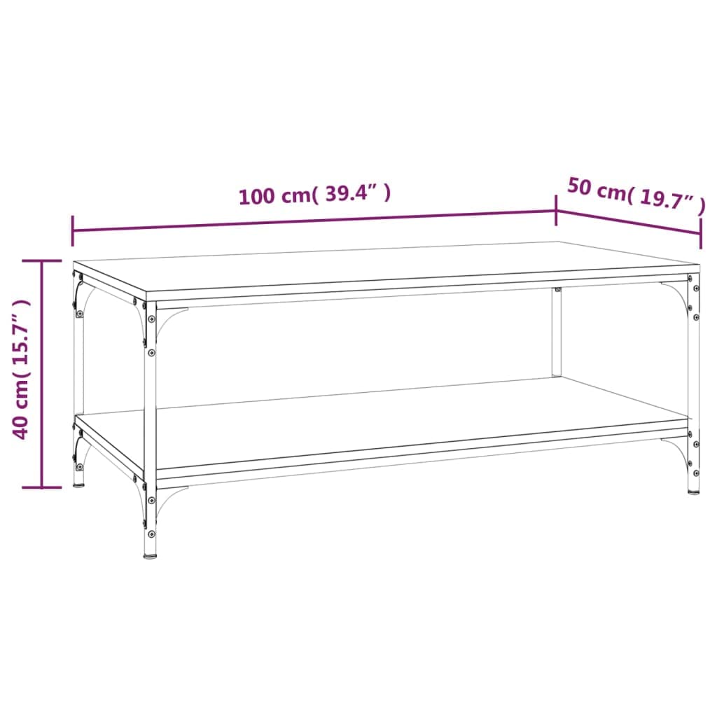vidaXL Tavolino da Salotto Rovere Fumo 100x50x40 cm Legno Multistrato