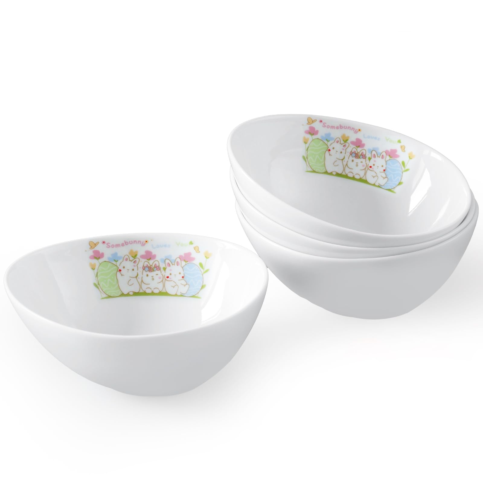 Cinf White Ceramic 4Pack Egg-Shaped Bowl Decorative Springtime Tableware for Easter | Holiday Accent Dish | Creative Easter Gift | Cute Egg-Shaped Serving (S)