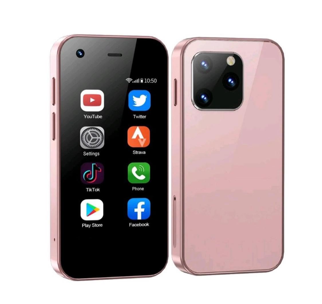 Mini 2.5-Inch Pocket Phone, 2GB RAM, 16GB Storage, Cellular, Dual SIM, WiFi, HD Display, Android, Type-C Charging (Pink)