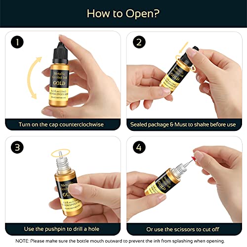 Wayin Metallic Alcohol Ink Set - 6 Color Metallic Alcohol Pigment Resin Dye, Concentrated Extreme Shimmer Alcohol-Based Inks For Epoxy Resin Yupo Tumbler Cups Acrylic Pouring Paint (15Ml/.5 Fl Oz ) #TOP5