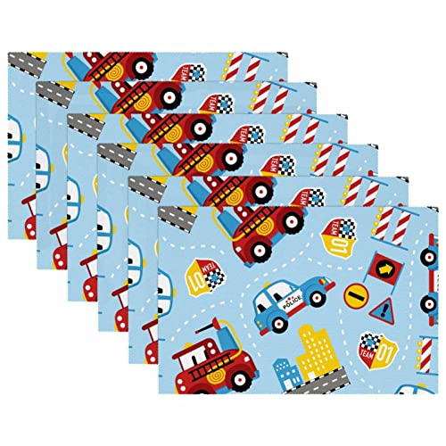 Set de table camion de pompier pour repas enfant propre sur table à manger
