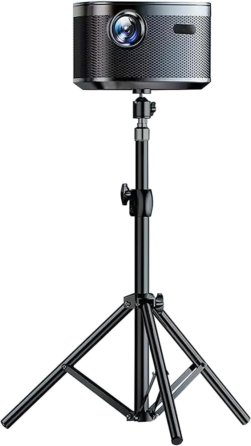 Support pour Projecteur avec Trépied 32-60cm, Rotule Pivotante 360°, Filetage 1/4", Noir