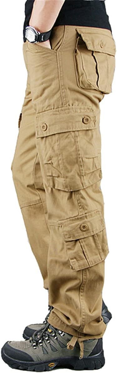HARGLESMAN Men's Utility Cargo Work Pants Casual Relaxed Fit Overall Rip Stop Trousers with 8 Pockets