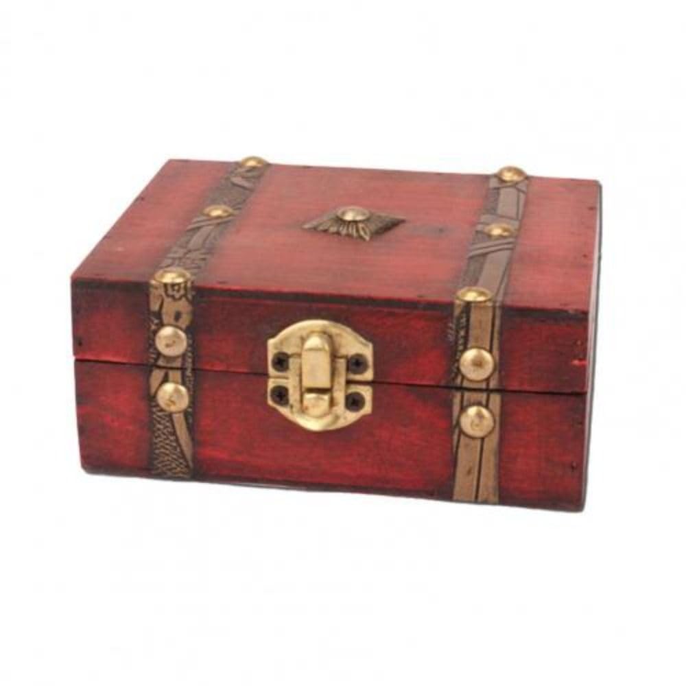 GUDEKIKL 1Pc Wooden Vintage Treasure Box, Pirate Treasure Storage Case, Antique Design Jewelry Organizer, Retro Wood Treasure Chest For Photography Prop