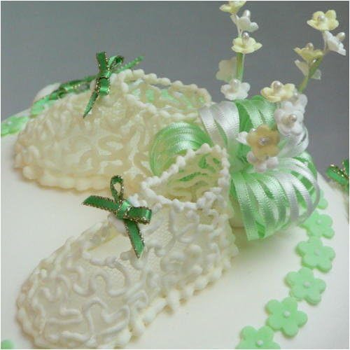 Amazon 幸せが歩いてくるシュガーケーキ ベビーシューズ グリーン 花のようなケーキ ケーキ 洋菓子 通販