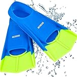 Swimming Flippers Training Swim Fins Short Blade For Snorkeling Diving Pool Activities Men Women Kids New Smart Camp Trendy Design Travel Size Mesh Bag (blue-green, 36-38 M)