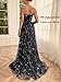 UZN Women's Strapless Prom Dresses 2025 Sparkle Starry Tulle Long Sleeveless Formal Evening Party Gown with Slit Open Back Navy Blue US6
