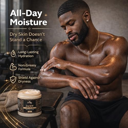 Image of KXNG Cosmetics Organic Shea Body Butter Cream - 16oz | Mens Body Butter for Black Men & Women with Shea, Cocoa, Mango & Coconut Oil | Moisturizing Cream for Hands, Feet & Skin - Zaddy