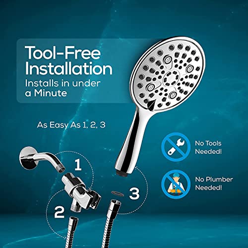 Image of ALTON SHR20980 ABS 6-Function Chrome Finish Polished 6inch Shower Head with 1.5 Meter Hose Pipe, Arm And Adjustable Bracket (Silver)