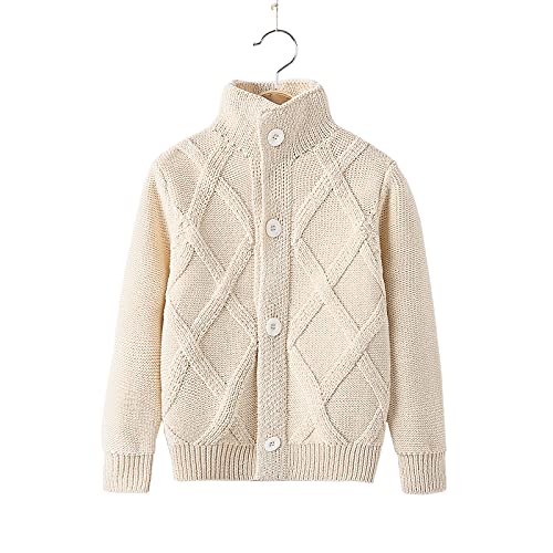 POXIMI Baby Knitted Sweater Girl Soft Outfits Toddler Knitted Sweaters Boy Winter Cardigan Kid Long Sleeve for Infant (Buttons-Beige, M(3-4Years))