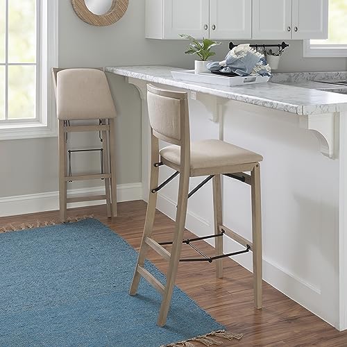 Linon AMZN3239 Keira Natural Rustic Wooden Folding Barstool thumb #4
