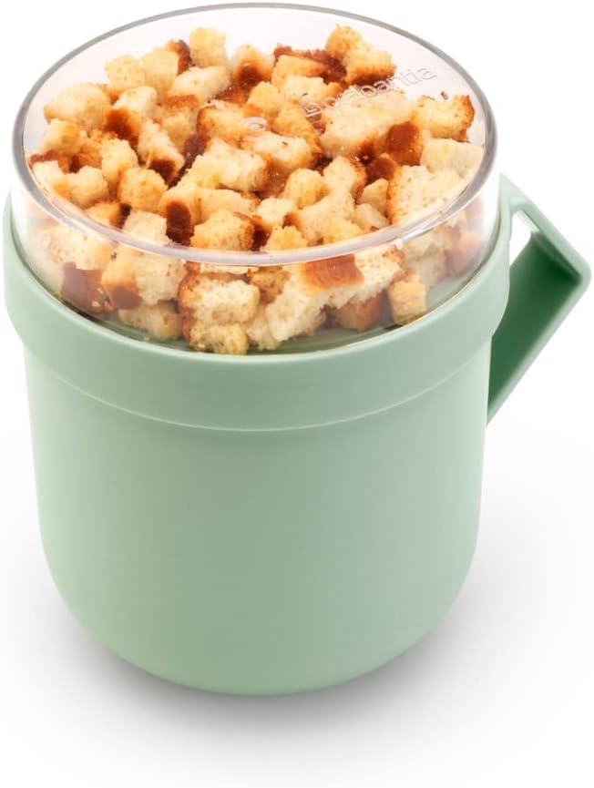 Brabantia, Make & Take Soup Mug 0.6L, with Screw-On Toppings Container (180 ml) & Handle, Leakproof, Large Opening - Image 3