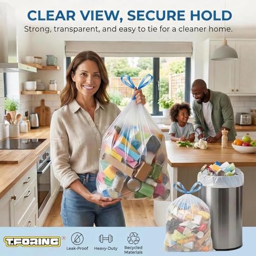 Image of 4 Gallon Small Trash Bag Drawstring - 120 Count Bathroom Garbage Bags, Unscented White Plastic Waste Basket Bags Fit 15 Liter Trash Bin for Kitchen, Home, Office and Bedroom (3-4 Gal)