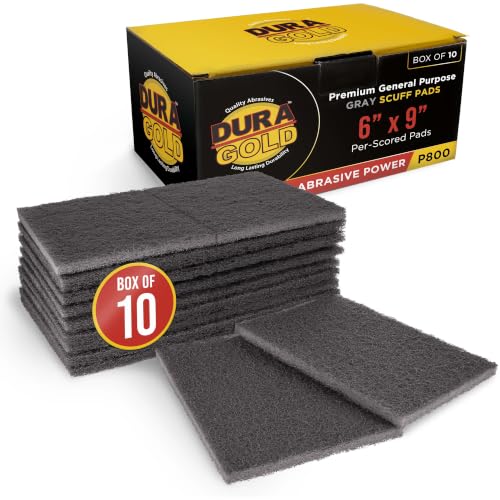 Image of Dura-Gold Premium 6 inch x 9 inch Gray Ultra Fine General Purpose Scuff Pads, Box of 10 - Final Scuffing, Scouring, Sanding, Cleaning, Paint Color Blend Prep, Surface Adhesion Preparation, Automotive Autobody