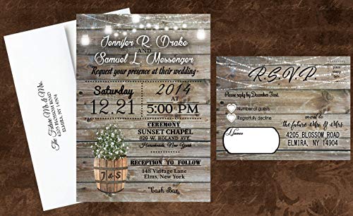 Generic Rustic Wedding Invitations Personalized With Envelopes Invites Qty Of 50 And Rsvp Cards thumb #3