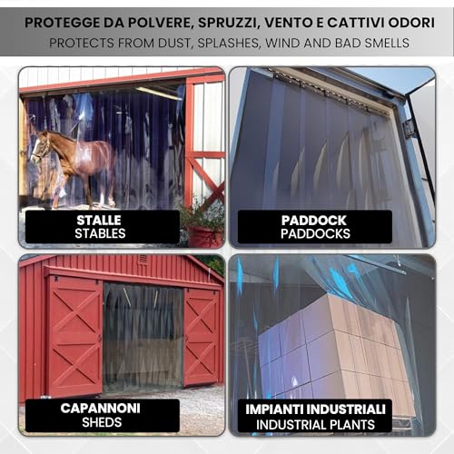 Rotolo Pvc Trasparente Flessibile Al Metro Lineare, Spessore 2 Mm X Larghezza 200 Mm Per Tende Verticali Industriali. Pvc Trasparente Per Tenda A Strisce Disponibile Piastra Di Fissaggio E Supporti - 4