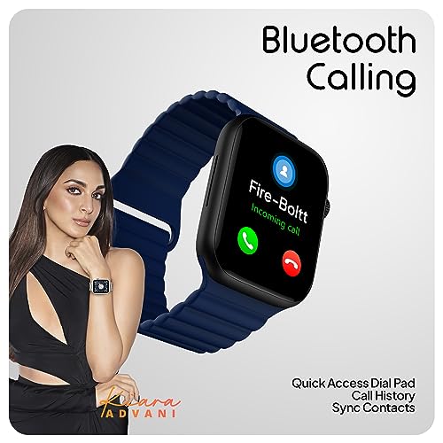 Image of Fire-Boltt Vogue Large 2.05 inch Display Smart Watch, Always On Display, Wireless Charging, App Based GPS with Bluetooth Calling & 500+ Watch Faces (Blue)
