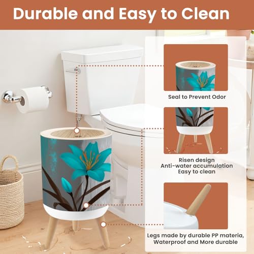 Caneca de basura pequeña con tapa y resorte diseño floral 1.8 gal miniatura 5