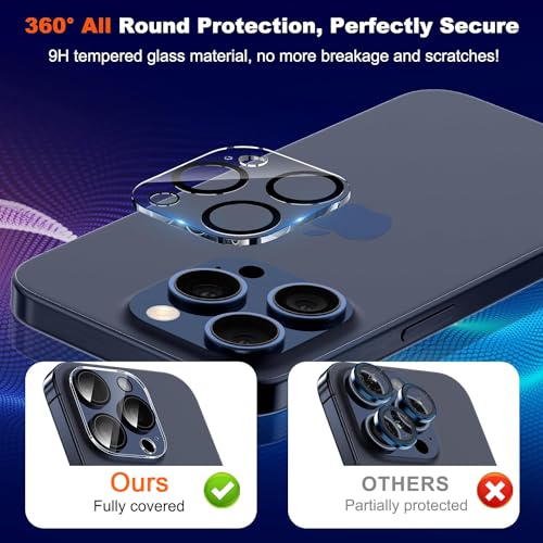 Image of Mizi 3 Pack Camera Lens Protector for iPhone 15 Pro /Max 6.1 inch / 6.7 inch 2023 Release, 9H Tempered Glass Camera Cover screen [Does not Affect Night Shots] - Clear