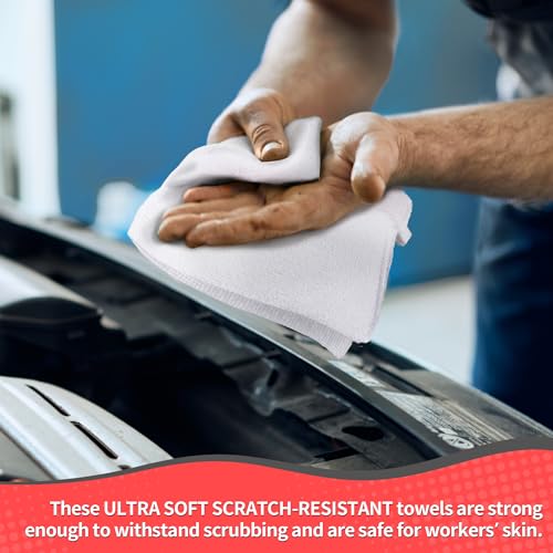 image for HOMERHYME White Microfiber Cleaning Cloths, 100 Pack Shop Towels Rags,