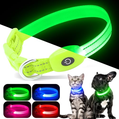 Kpuplol Leuchthalsband Hund, Hundehalsband Leuchtend, Wiederaufladbar Hundehalsband Leuchtend LED Halsband für Hunde Einstellbare Größe, 2 Beleuchtungsmodi für Kleine Mittlere Große Hunde