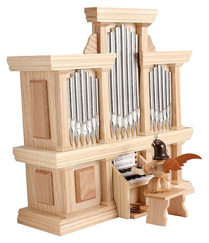 Engel an der Orgel, naturholz