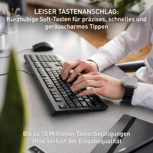 CHERRY KC 1000, Kabelgebundene Office-Tastatur, Deutsch QWERTZ, Schwarz – Ansicht 3