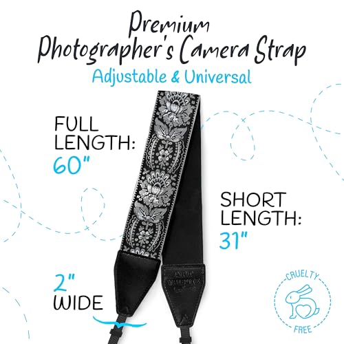 Art Tribute Camera Strap for All DSLR and Mirrorless Cameras. Add Your Name Or Initials Make It a Personalized Gift