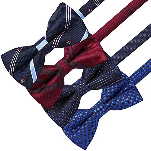 Image of AUSKY 8 PACKS Elegant Adjustable Pre-tied Bow Ties for Men Boys (1&4&5&6&8 Pack for option)