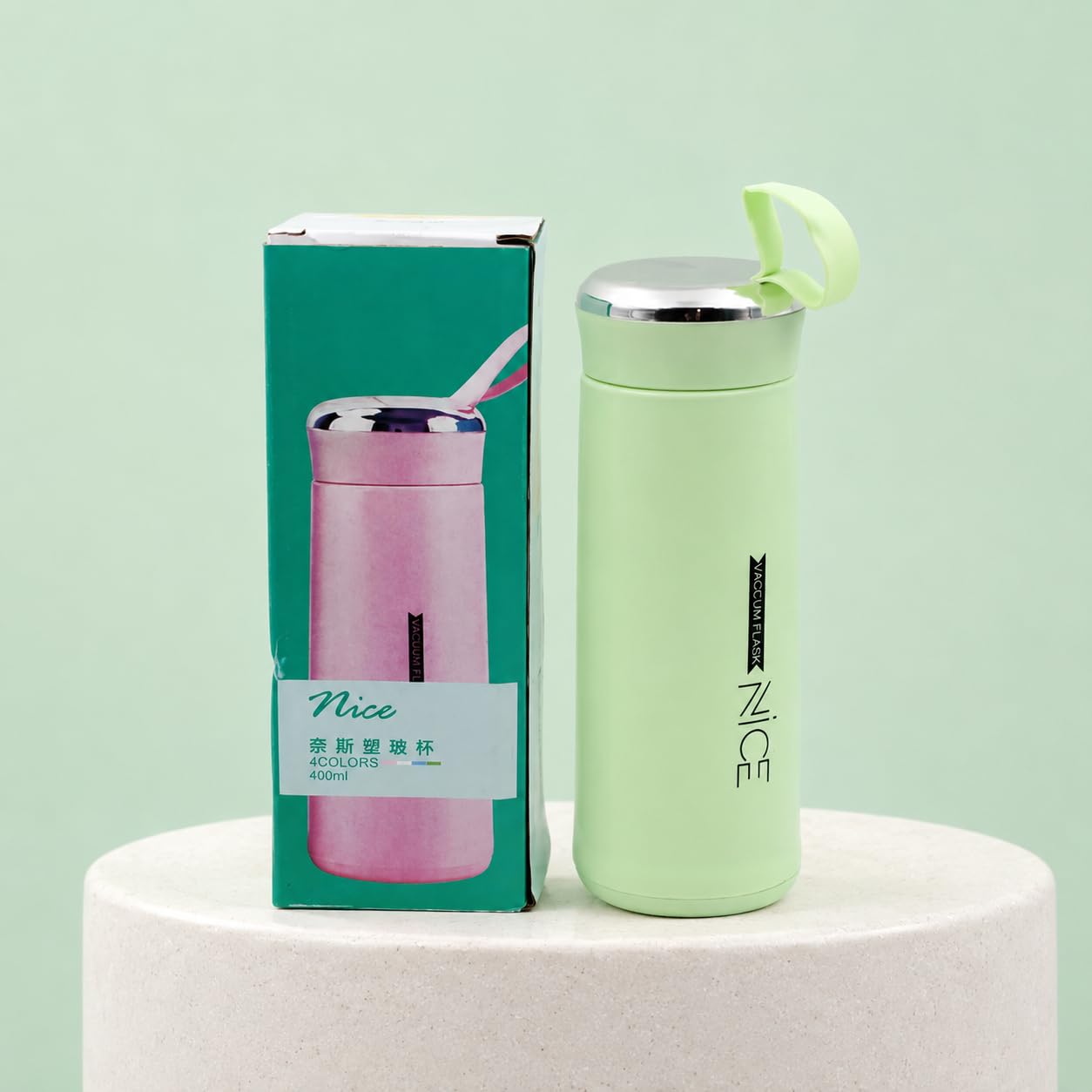 Nice Vacuum Flask Glass Water Bottle 400ml, 4 Colours | Hot & Cold Retention, Leakproof Design, BPA Free, Lightweight & Portable, Kids, School & Travel-image-7