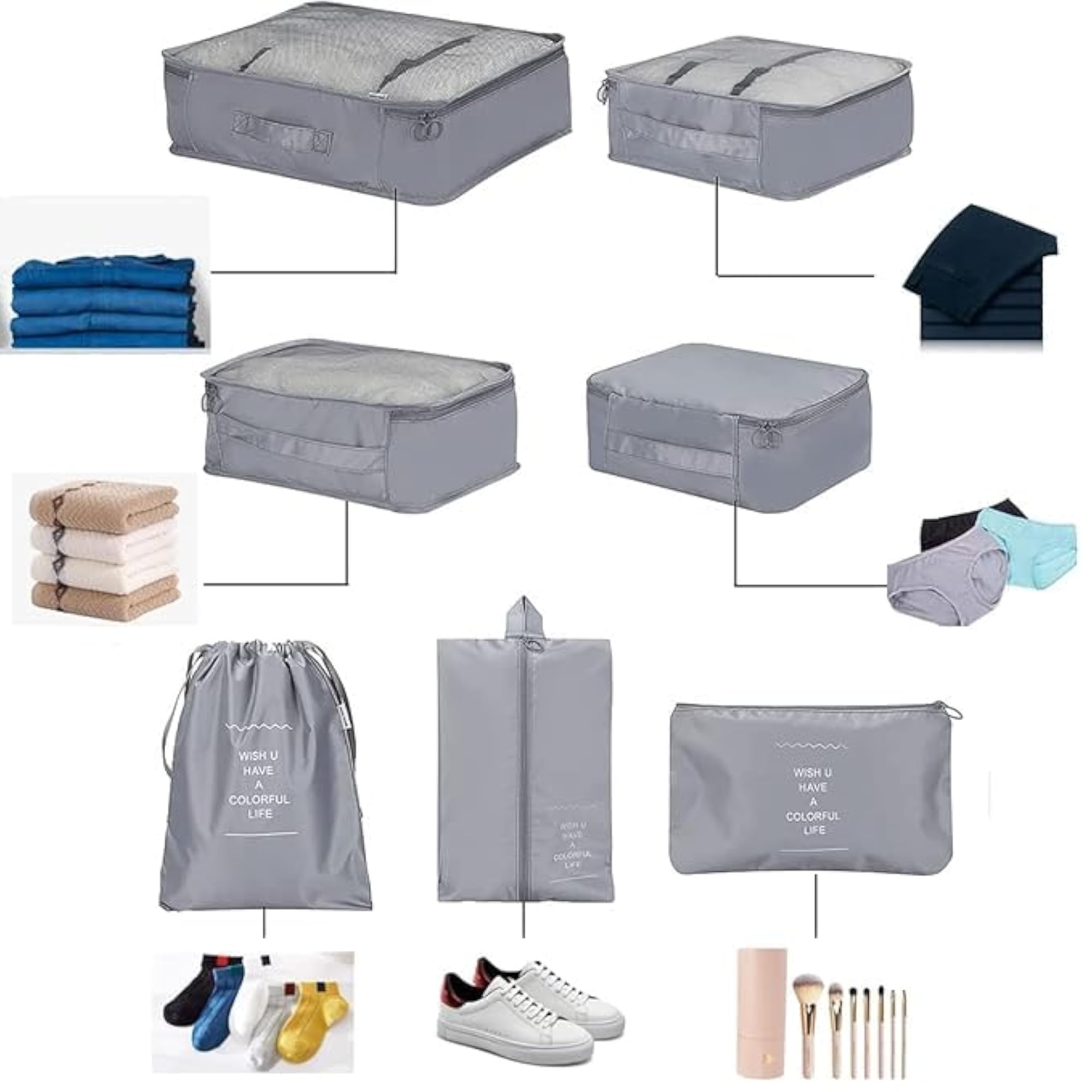 VYSTA 7-Piece Travel Packing Cubes Set for Luggage