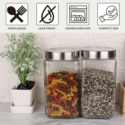 Image of Glassbunny Cube 4000ml Glass Square Shape Transparent Jars & Containers for Kitchen Pantry, Snacks, Masala, Pickles, Coffee Beans Storage with Steel See Through Lid 1Pc