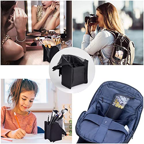 Image of MAYCREATE 2 in 1 Makeup Pouches for Women Portable Makeup Brush Bag Holder Makeup Brush Pouch Makeup Brush Organizer Travel Makeup Brush Bag for Travel,Black