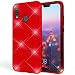 Produktbild NALIA Handyhülle kompatibel mit Huawei P20 Lite, Glitzer Ultra-Slim Silikon-Case Back-Cover Schutzhülle, Glitter Sparkle Handytasche Bumper Dünnes Bling Strass Smartphone Etui, Farbe:Rot