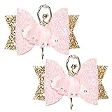 Glitter Ballet Hair Bows with Rhinestones - 2Pcs Dance Hair Clips and Accessories for Girls