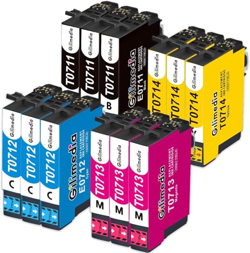 GILIMEDIA T0715 Multipack Cartouche d'encre pour Epson T0711 T0712 T0713 T0714 pour Epson Stylus SX400 SX510W BX610FW SX200 DX4400 SX100 SX218 SX515W DX9400F...