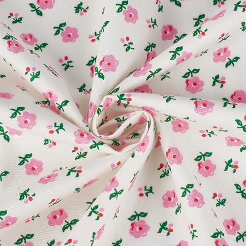 BENECREAT 39×64inch/1×1.62m Floral Cotton Fabrics, Pink Retro Floral Fabric, Spring Cotton Fabric Bundles for Room Decor, Upholstery, DIY Handmade Quilting, Sewing, and Crafts