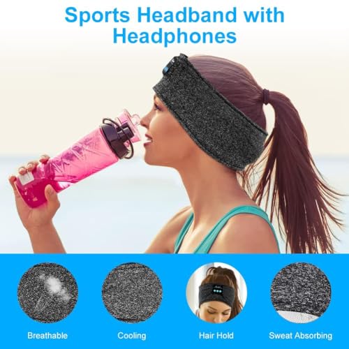 Miniatura 2 de Flintronic Auriculares Para Dormir, Diadema Deportiva Para Dormir 5.4, Antifaz Para Dormir Auriculares Bluetooth, Para Deportes, Musica, Correr, Viajar Gris